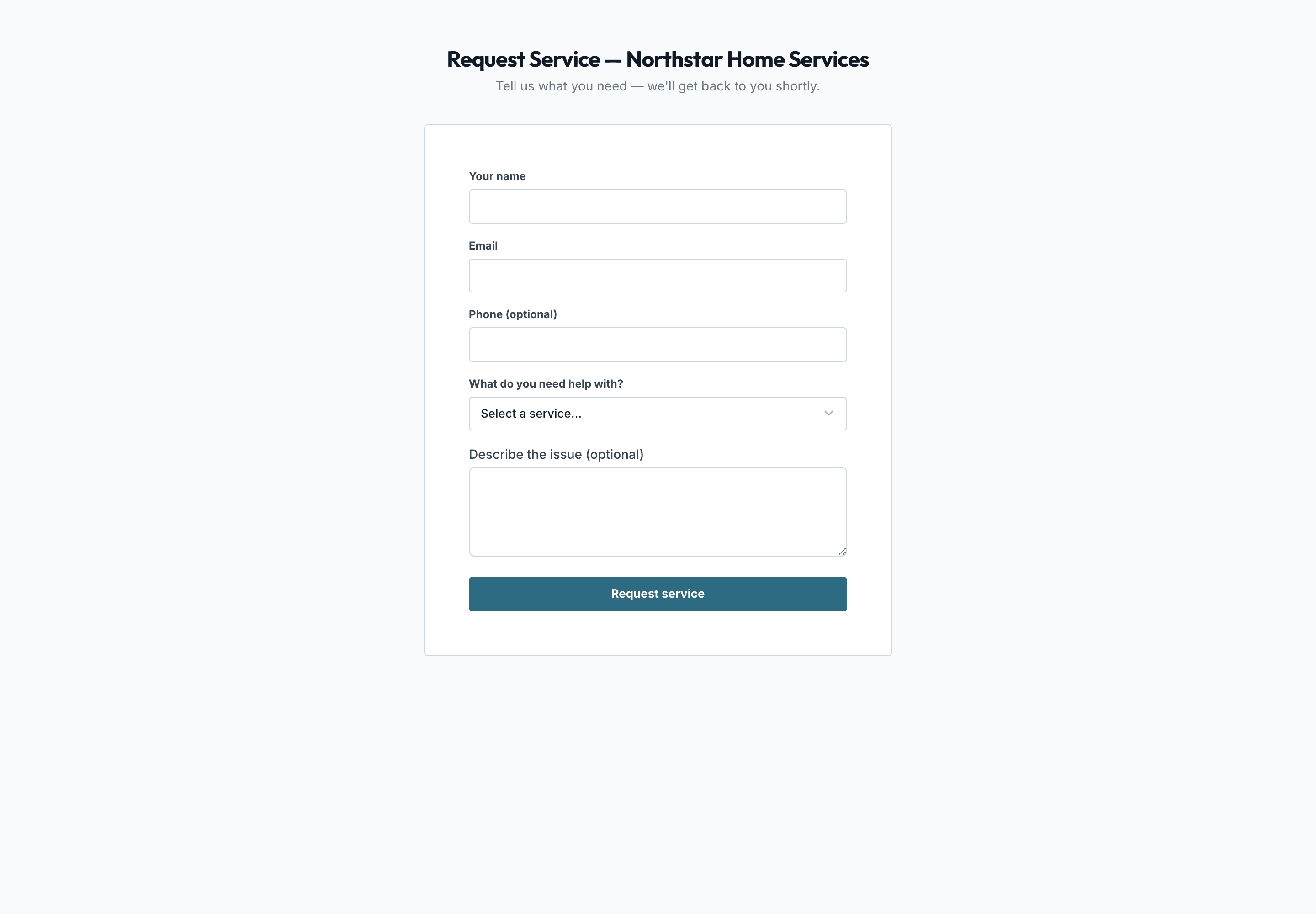 Customer-facing online booking page with service selection and live arrival windows